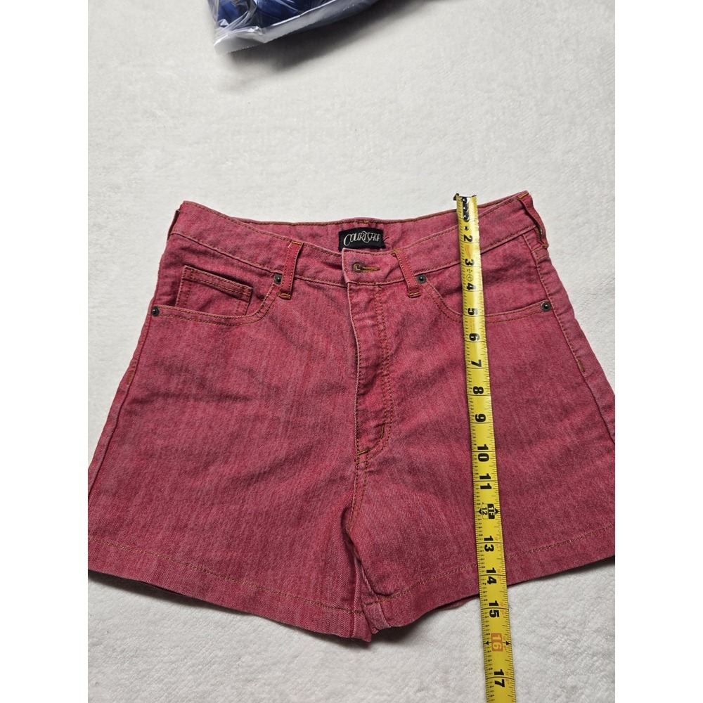 Courtshop Women's Pink Denim Hi Waist Shorts Size 30 Cotton Blend Cut Off